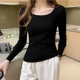 Casual O-Neck Sweater Autumn Winter Slim Sweater Women Solid Knit Ssweaters Pullovers Long Sleeve Soft Femme Jumper