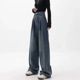 Stitch Details Patchwork High Waist JeansOutfit