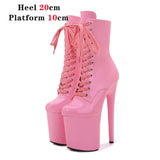 Custom Colors 8 Inch High Heel Platform Pole Dancing Ankle Boots Women Shoes Sexy High 17 20 CM Nightclub Zipper Lace-up