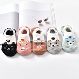 Piece=5 Pairs/lot Cute Animal Spring Women Socks Set Korean Style Funny Cat Dog Panda Low Cut Ankle Short Sox Happy