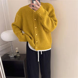Zingj Wind Korea Is Loose Sweater Coat 2024 Autumn Winter New Style Temperament Pure Color Stripe Adds Thick Knitting Cardigan Female-Outfit