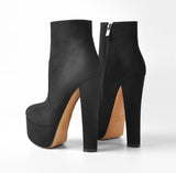 Onlymaker Women's Round Heel High Heel Platform Ankel Boots Block Chunky Heels Wedding Party Shoes Large Size Fashion