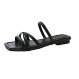 Wind Sandals Female 2025 Summer New Two Wear Thin Belt Low Heel Square Head One Word Belt With A Skirt Roman