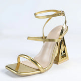 Summer New Dew Triangle And Coarse Heel Sandals Wear Anti-Slip Cool Slippers