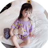 to 10 Years 2021 New Summer Girls Kids Pajamas Set Short Sleeves Sleepwear For Toddler Girls Cotton Pyjamas Set