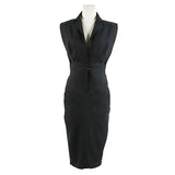 Women 2 Piece Set Dress New 2020 Summer White Ruffles Stand Collar Blouse Top + Gray Sleeveless Notched Collar Pencil Skirt