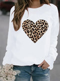 Round Neck Leopard Print Heart Printing Hooded Veet