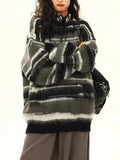 Zingj Stripes Loose Casual Sweater Men And Women Autumn Winter New Languid Lazy Atmosphere Feeling Lovers Knit Sweater
