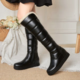Warm Plush Knee High Boots Women Comfy Flat Heel Snow Boots Slip On Platform Woman Long Boots Shoes Black Pink White