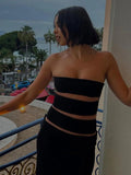 Black Slit Tube Maxi Dress- Outfit
