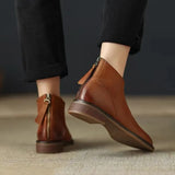 Retro Color Rear Zipper Martin And Ankle Boots Are Soft To Wear Flat Chelsea Short