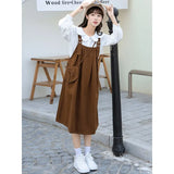 Zingj Department Strap Skirt Two Suits Female Autumn 2024 New Small Casual Temperament College Wind Dress-Outfit
