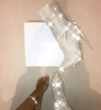 Zingj Women Boots Pointed Rhinestone High Heel Boots Autumn Winter Women Shoes Have 42 Yards Spot-Outfit