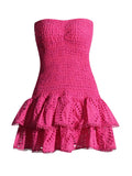 2025 New Fashion Sexy Take-Off Design Embroidered Lotus Leaves Side Bra Short Dress