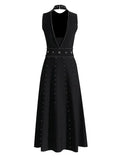 High-End Collar Sleeveless Dress Woman 2025 New Heavy Industry Nail Bead Temperament To Close The Waist Thin Dress