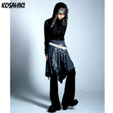 Y2k Punk Skirts Womens 2024 New Fashion Asymmetrical Pleated Print Skirt Girls Gothic Harajuku Jupe Femme Faldas