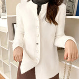Cardigan Sweater Top Red White Knitted Sweater Coat Autumn Winter Good Quality Female Tops Cardigans Sweaters