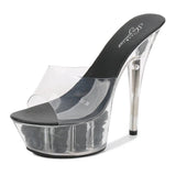 Zingj Hate Day High Nightclub Super High Heels Slippers Women's Shoes Runway Show Pole Dancing Shoes Crystal Bottom Waterproof