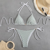 2025 Split Swimsuit Sexy Bikini Hanging Neck Tie Bikini Swimsuit