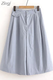 Women Summer Shorts Skirts Solid Elastic Waist Loose Casual Elegant Cotton Wide Leg Pants Korean Style Girls Midi