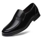 Zingj Men's Plus-Size Leather Shoes Autumn Business Leisure Elderly Shoes Cover Feet Men's Shoes Black Work
