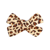 Cotton Linen Leopard Print Hair Bows With Clip For Baby Girls Plaid Hair Clips Barrettes Hairpins Headwear Hair