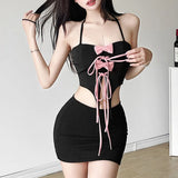 Zingj Summer New Women's Sexy Fashion Hanging Neck Strap Bow Crop Small Vest-Outfit
