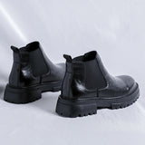 Zingj British Style Round Head Thick Bottom Martens Men's 2024 New Single Shoe Thick Heel Chelsea Boots