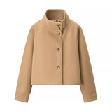 Winter Women's Fashion With Pure Color Single Buckle Collar Loose Wool