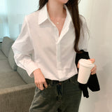 Loose Korean Cotton Long-Sleeved Shirt Women's Autumn New Style Design Shirt Casual