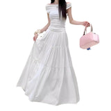 Drag Skirt Sunscreen Skirt 95Cm Female Large-Size Cake White Skirt Large Skirt Umbrella Skirt Wrinkled