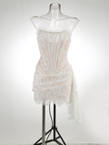 High-End Women's Sexy Lace Perspective Splicing Waist Tset Bra Dress Elegant Temperament Dress Dress Dress Dress