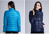 New Winter Women Down Jacket Ultra Light 90% White Duck Down Double Side Coats Short Design Slim Warm
