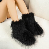 Hairy Boots Winter Warm Plus Velvet Boots Fashion Casual Snow Boots
