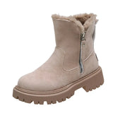 Plus Thick Thick Snow Boots Women's Side Zipper Round Head Large Size Short Boots