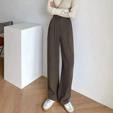 Zingj Pants Female Autumn 2024 New High Waist Pendant Straight Pear Shaped Pants Narrow Version Of The Floor Wide Leg Pants-Outfit