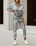 New Fashion Women Plaid Print Zipper Front Hooded Top & Pants Set Two Pieces Suit Flare Pants