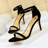 Zingj Fashion Simple Fine Heel High Heel Suede Open Toe With Sexy Nightclub High Heels Women's