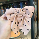 Dot Floral Print Hair Clips Girls Daisy Bow Hairpin Pastoral Retro Style Barrettes Big Bowknot Hairpin Hair
