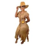 Zingj New Women's Casual And Versatile Pure Color Knitting Sleeveless Tassel