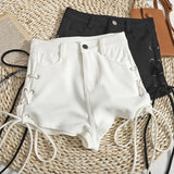 Waist Lace-up Shorts for Women Summer High Street Skinny Shorts