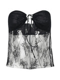 Slit Sheer Mesh Bandeau Top- Outfit