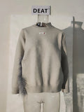 Fashion Women's Sweater Round Neck Loose Long Sleeve Patchwork Feathers Irregular Knitted Pullovers Spring 2023 New