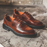 Zingj Men's Shoes Spring New Low Top Leather Pointed Men's Business Leather Shoes Men's British Leather Shoes