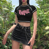 T-shirt y2k Vintage T-shirt Street goth T-shirt Harajuku black Women Short Sleeve Tee Tops BRATZ Print roupas