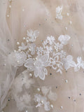 Appliques Wedding Veil 3D Flowers Pearls Bridal Veils Chapel Length Elegant beaded Bride Veils Wedding