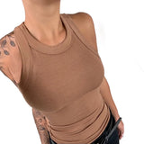 Zingj Summer New Multi-Color Printed Vest Women's Feeling Round Collar Inside The Outside-Outfit