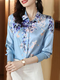 Women Shirt 2023 New Spring Autumn Female Clothing Print Vintage Blouse Fashion Floral Womens Tops Elegant Women
