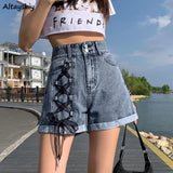 Women Fashionable Ribbons High Waist Abdomen Chic Student Summer Streetwear Harajuku All-match Stylish Daily Mujer