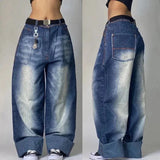 Multi-pocket Washed Baggy Jeans-Outfit